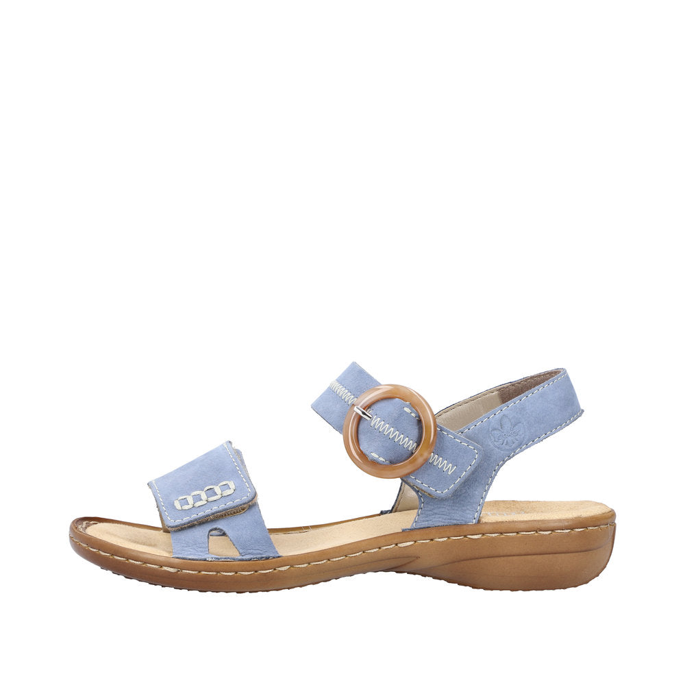 Rieker 608Z3-14 Ladies Jeans Blue Leather Touch Fastening Sandals-elevate your sole
