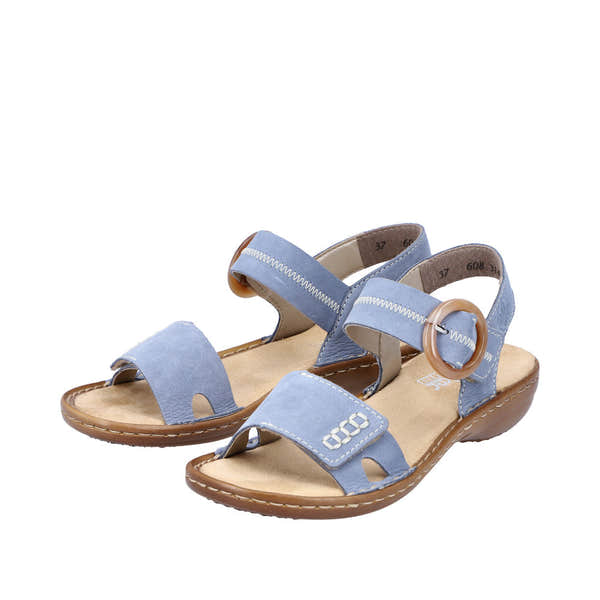Rieker 608Z3-14 Ladies Jeans Blue Leather Touch Fastening Sandals-elevate your sole