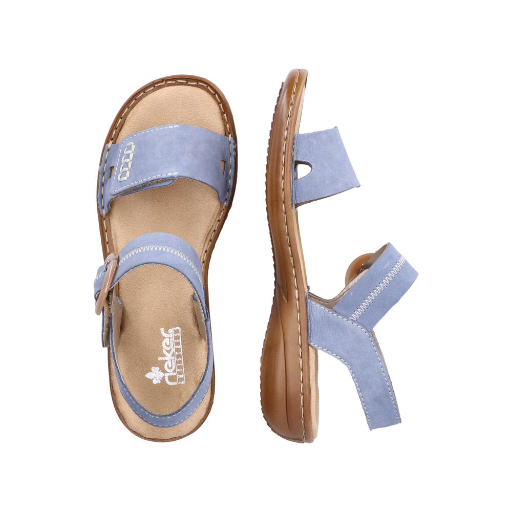 Rieker 608Z3-14 Ladies Jeans Blue Leather Touch Fastening Sandals-elevate your sole