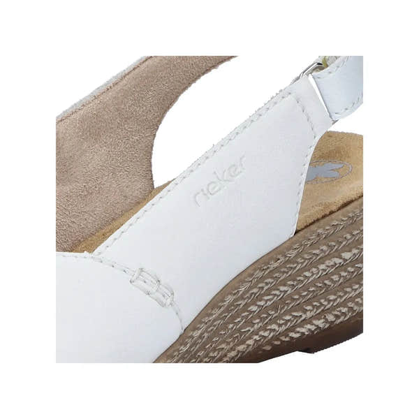 Rieker 62462-80 women's white sling back shoes with leather upper and cushioned sole, stylish summer footwear.