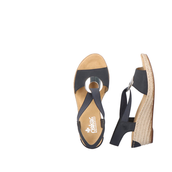 Rieker 624H6-14 Ladies Navy Blue Synthetic Pull On Sandals-elevate your sole