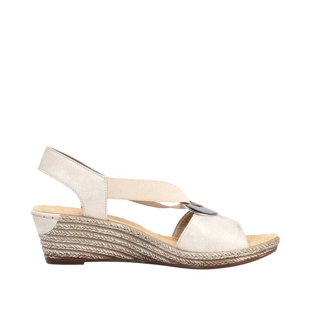 Rieker 624H6-60 Ladies Gold Pull On Sandals-elevate your sole