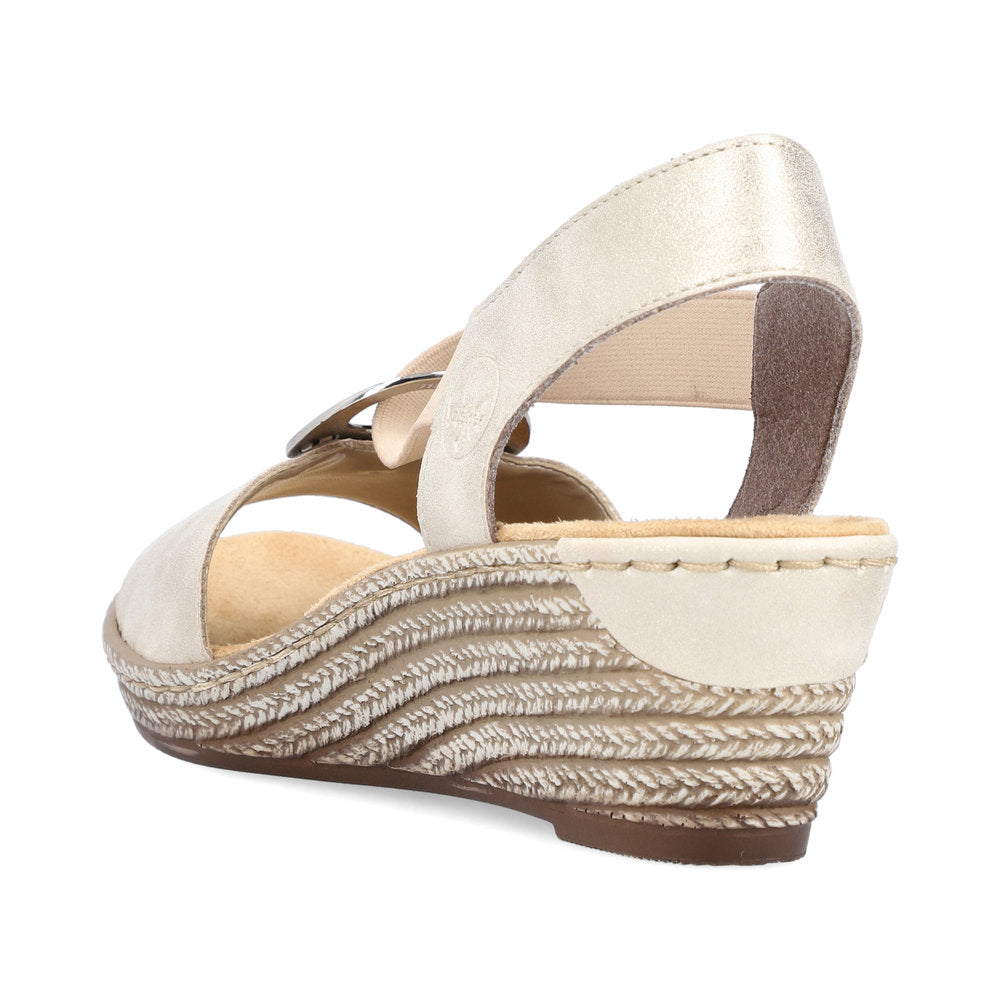 Rieker 624H6-60 Ladies Gold Pull On Sandals-elevate your sole