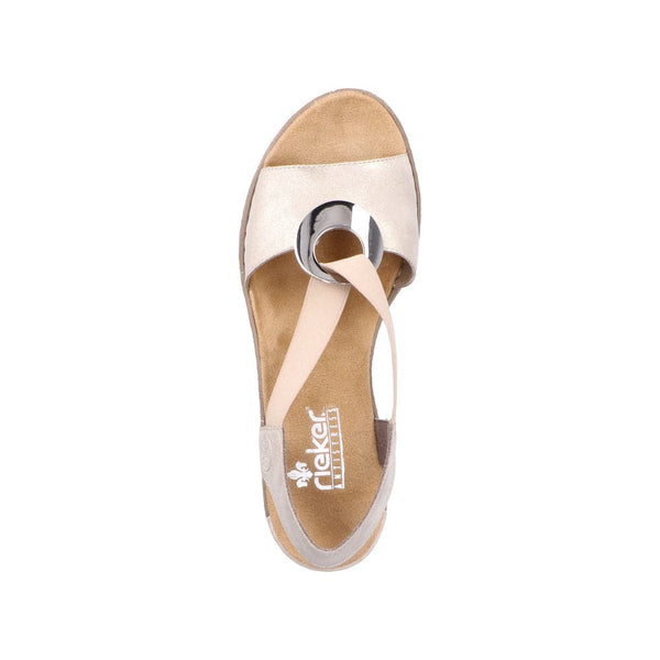 Rieker 624H6-60 Ladies Gold Pull On Sandals-elevate your sole