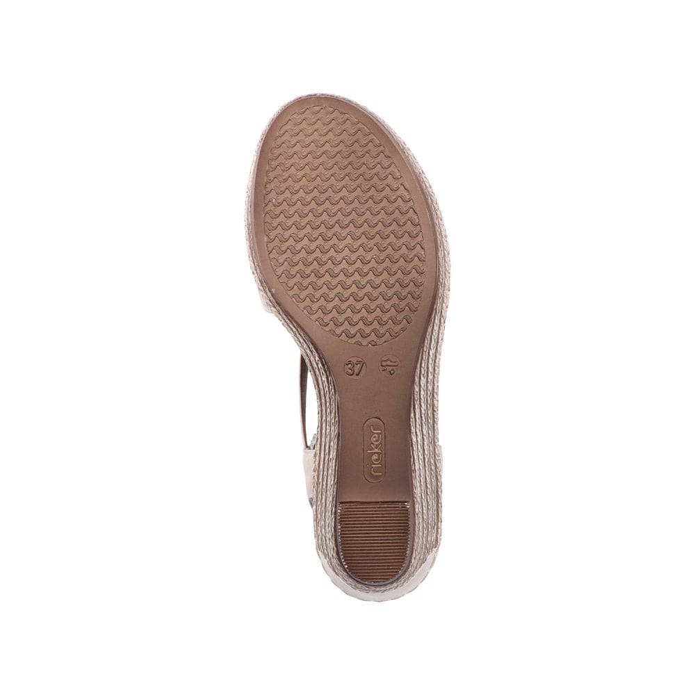 Rieker 624H6-60 Ladies Gold Pull On Sandals-elevate your sole