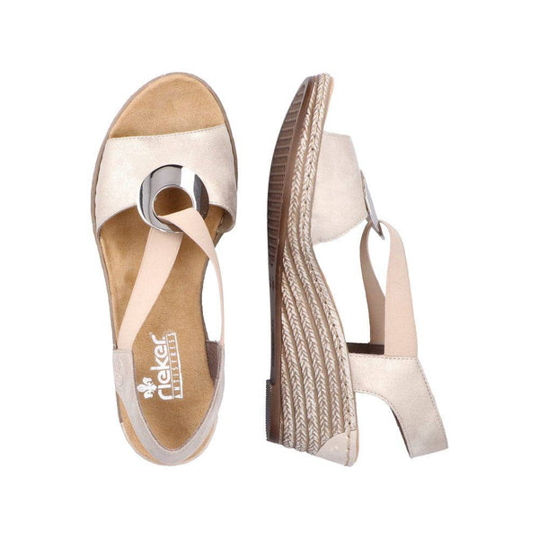 Rieker 624H6-60 Ladies Gold Pull On Sandals-elevate your sole