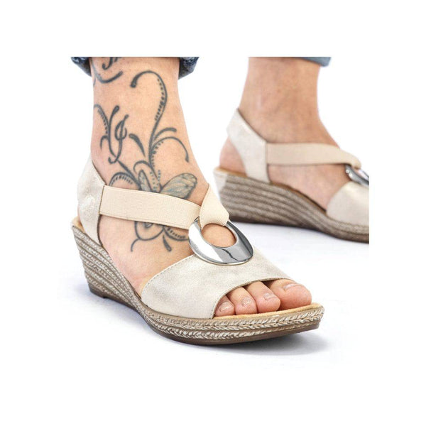 Rieker 624H6-60 Ladies Gold Pull On Sandals-elevate your sole