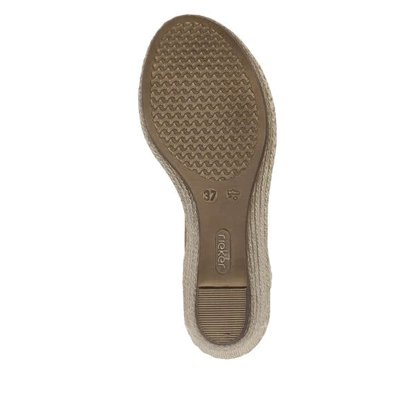 Rieker 624H6-93 women's brown elasticated slip-on shoes with textured sole and comfortable design.