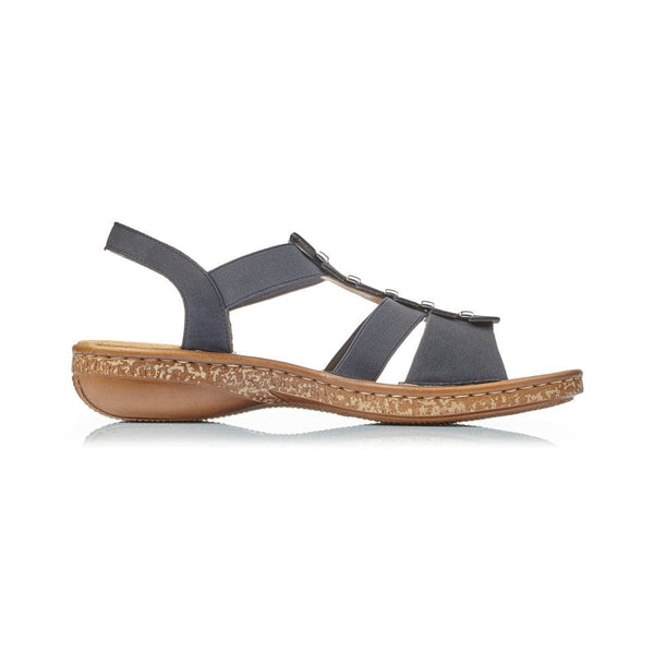 Rieker 62850-14 Ladies Navy Summer Pull On Sandals-elevate your sole