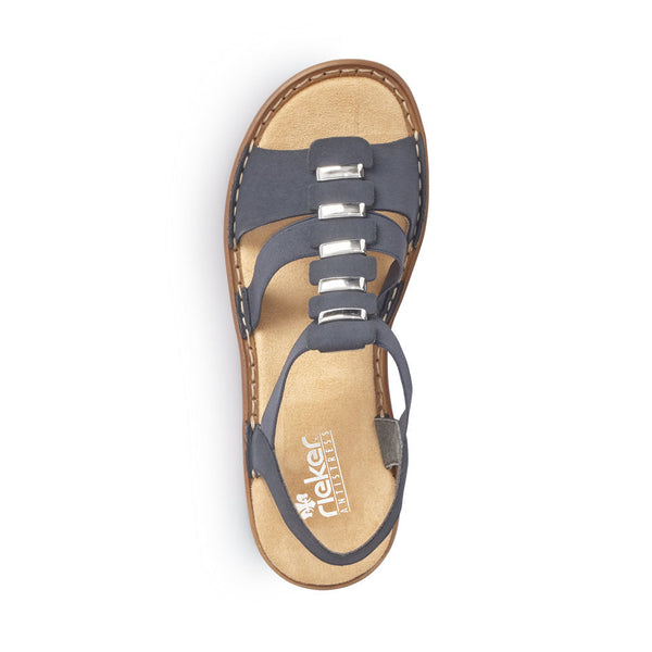 Rieker 62850-14 Ladies Navy Summer Pull On Sandals - elevate your sole