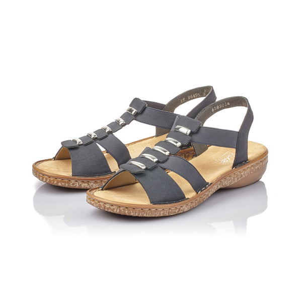 Rieker 62850-14 Ladies Navy Summer Pull On Sandals - elevate your sole