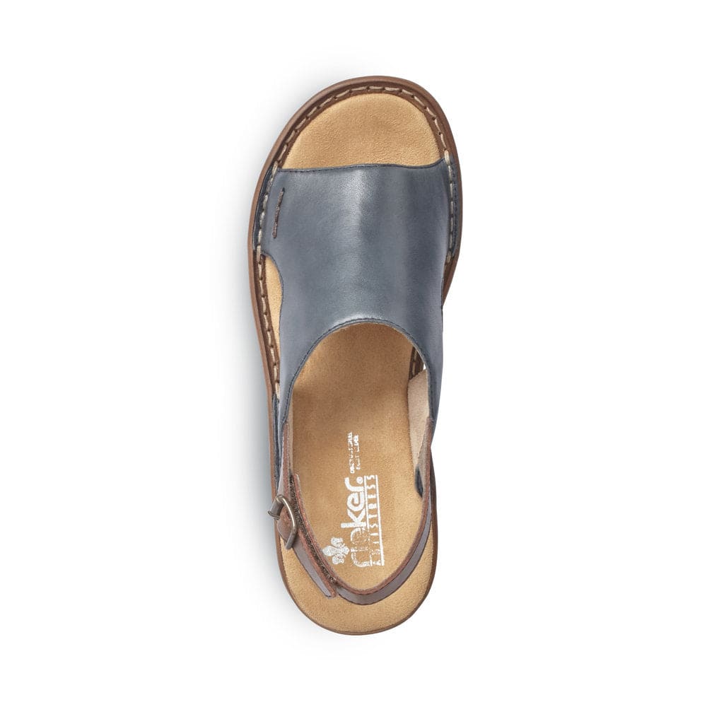 Rieker 628C5-14 Ladies Navy Leather Sling Back Sandals-elevate your sole