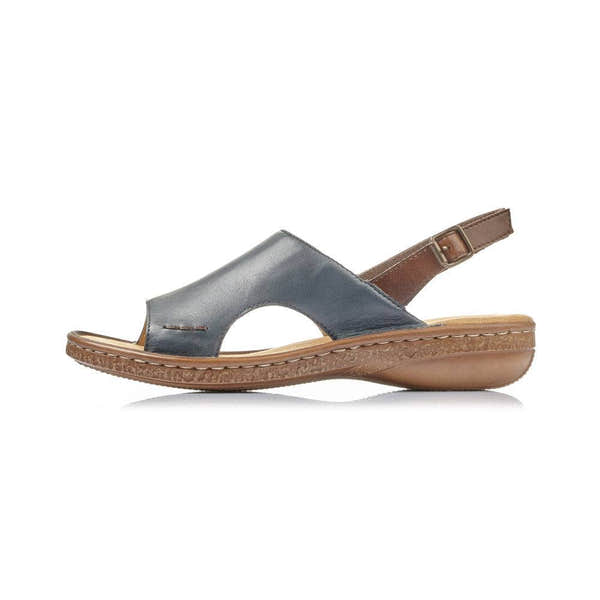 Rieker 628C5-14 Ladies Navy Leather Sling Back Sandals-elevate your sole
