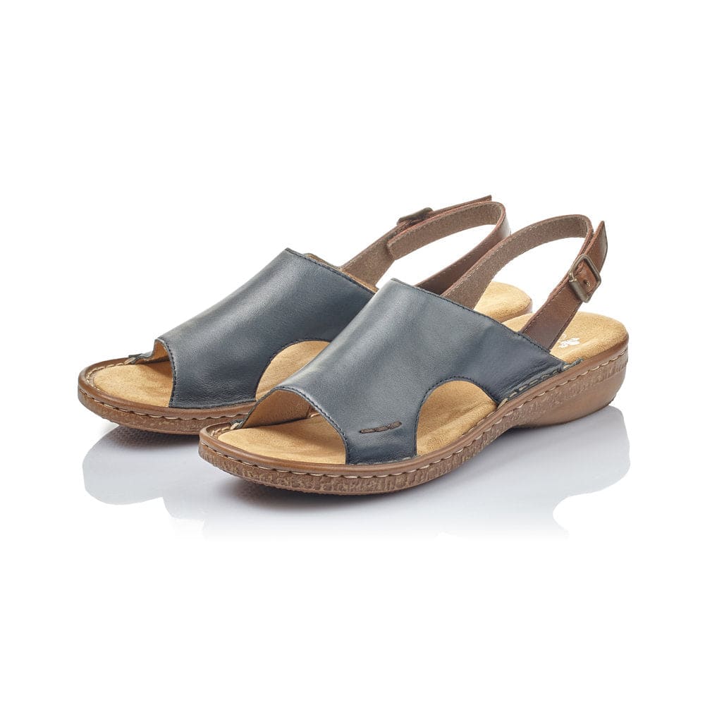 Rieker 628C5-14 Ladies Navy Leather Sling Back Sandals-elevate your sole