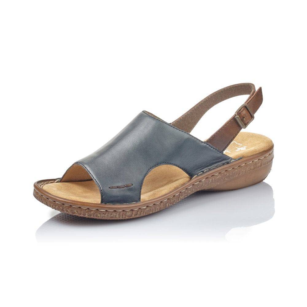 Rieker 628C5-14 Ladies Navy Leather Sling Back Sandals-elevate your sole