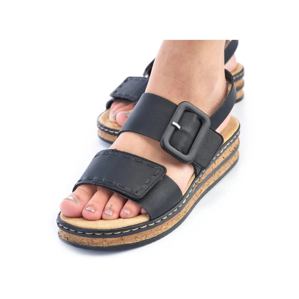 Rieker 62950-00 Ladies Black Touch Fastening Sandals-elevate your sole