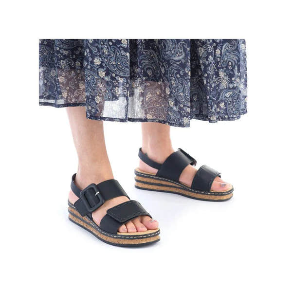 Rieker 62950-00 Ladies Black Touch Fastening Sandals-elevate your sole