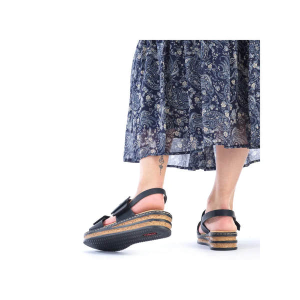 Rieker 62950-00 Ladies Black Touch Fastening Sandals-elevate your sole