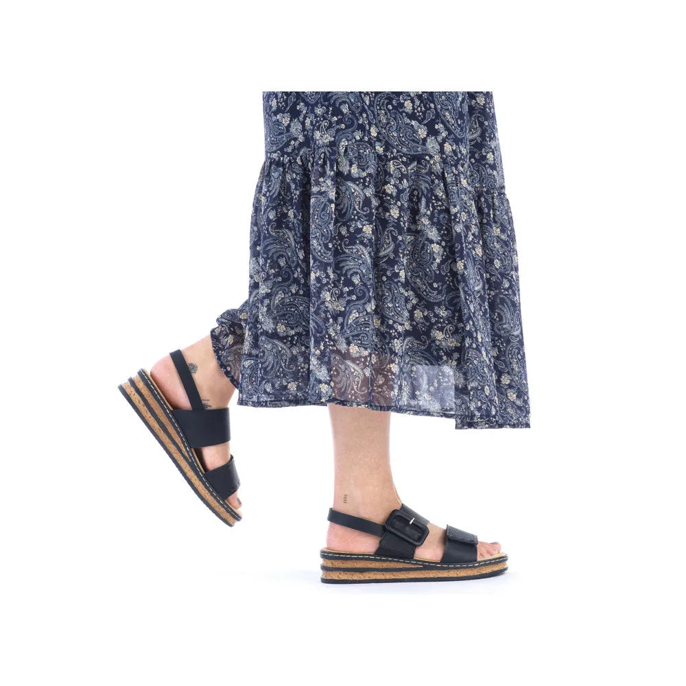 Rieker 62950-00 Ladies Black Touch Fastening Sandals-elevate your sole