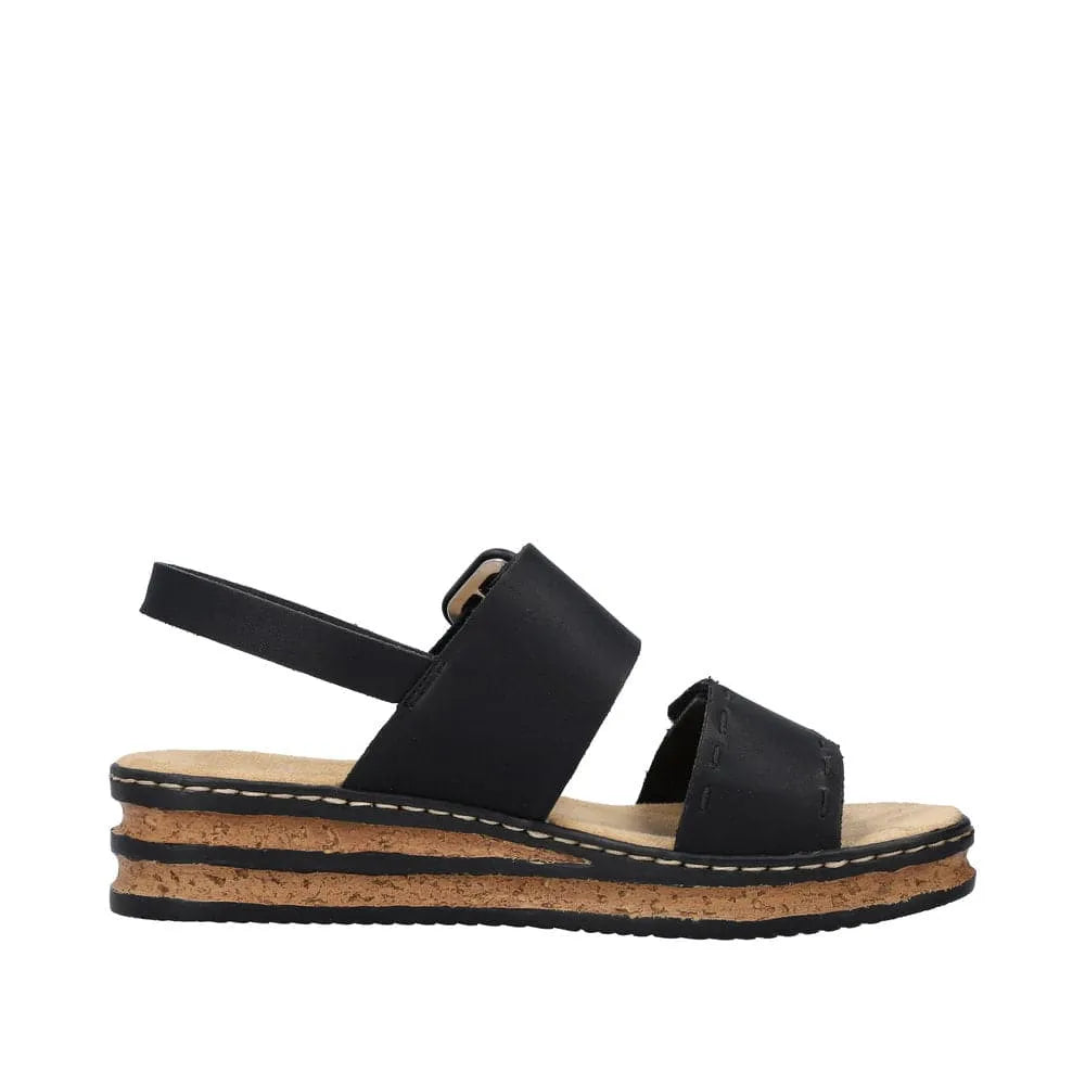 Rieker 62950-00 Ladies Black Touch Fastening Sandals-elevate your sole