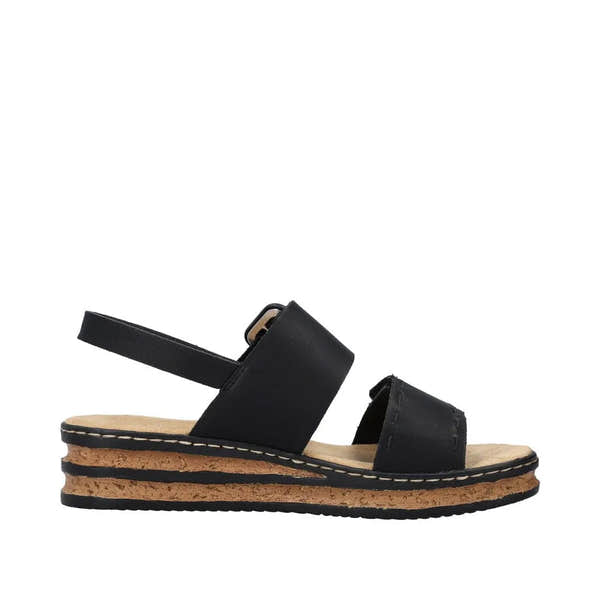 Rieker 62950-00 Ladies Black Touch Fastening Sandals-elevate your sole