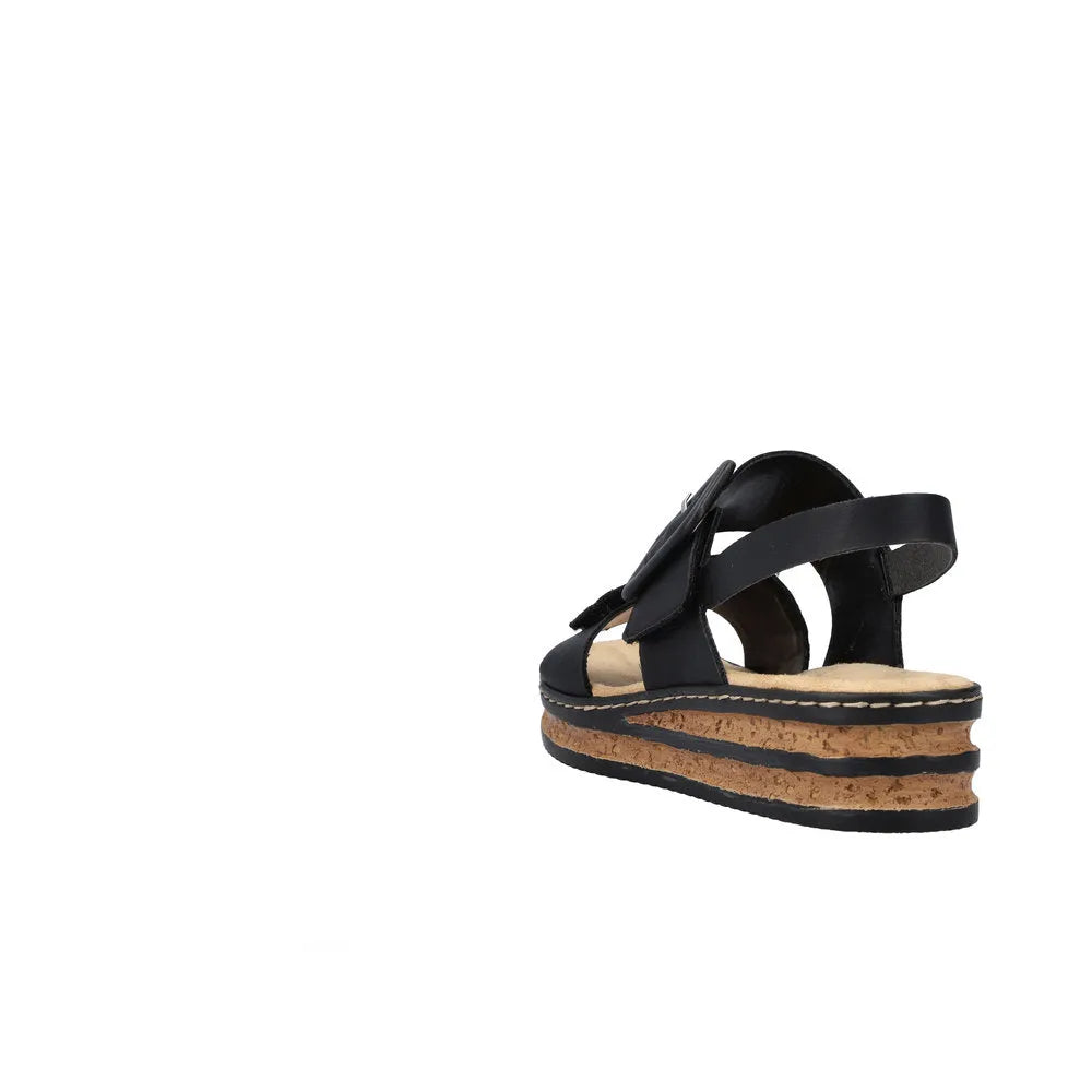 Rieker 62950-00 Ladies Black Touch Fastening Sandals-elevate your sole