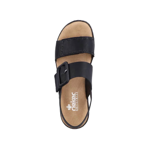 Rieker 62950-00 Ladies Black Touch Fastening Sandals-elevate your sole