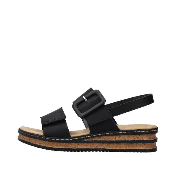 Rieker 62950-00 Ladies Black Touch Fastening Sandals-elevate your sole