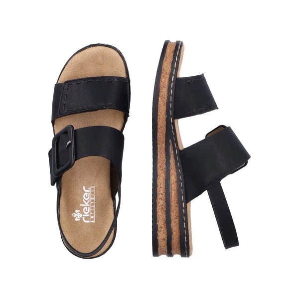 Rieker 62950-00 Ladies Black Touch Fastening Sandals-elevate your sole
