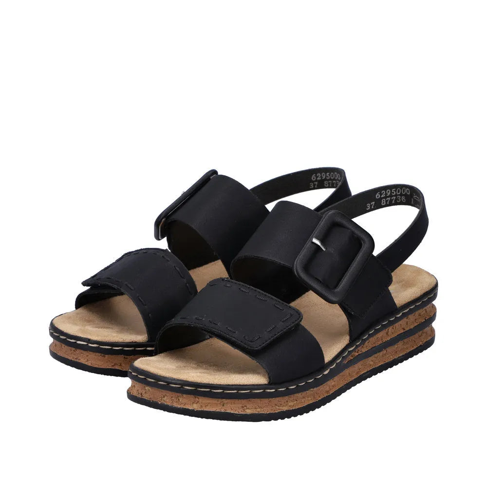 Rieker 62950-00 Ladies Black Touch Fastening Sandals-elevate your sole