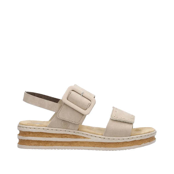 Rieker 62950-62 Ladies Taupe Touch Fastening Sandals-elevate your sole