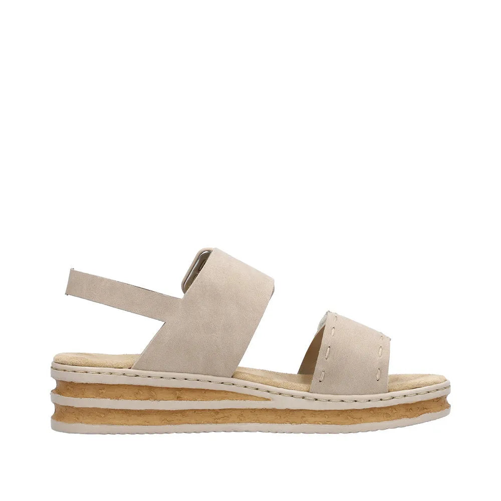 Rieker 62950-62 Ladies Taupe Touch Fastening Sandals-elevate your sole