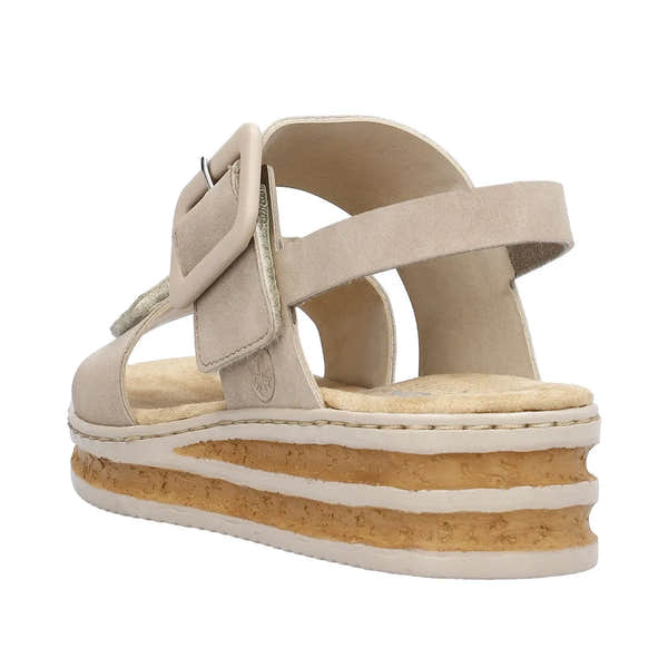 Rieker 62950-62 Ladies Taupe Touch Fastening Sandals-elevate your sole