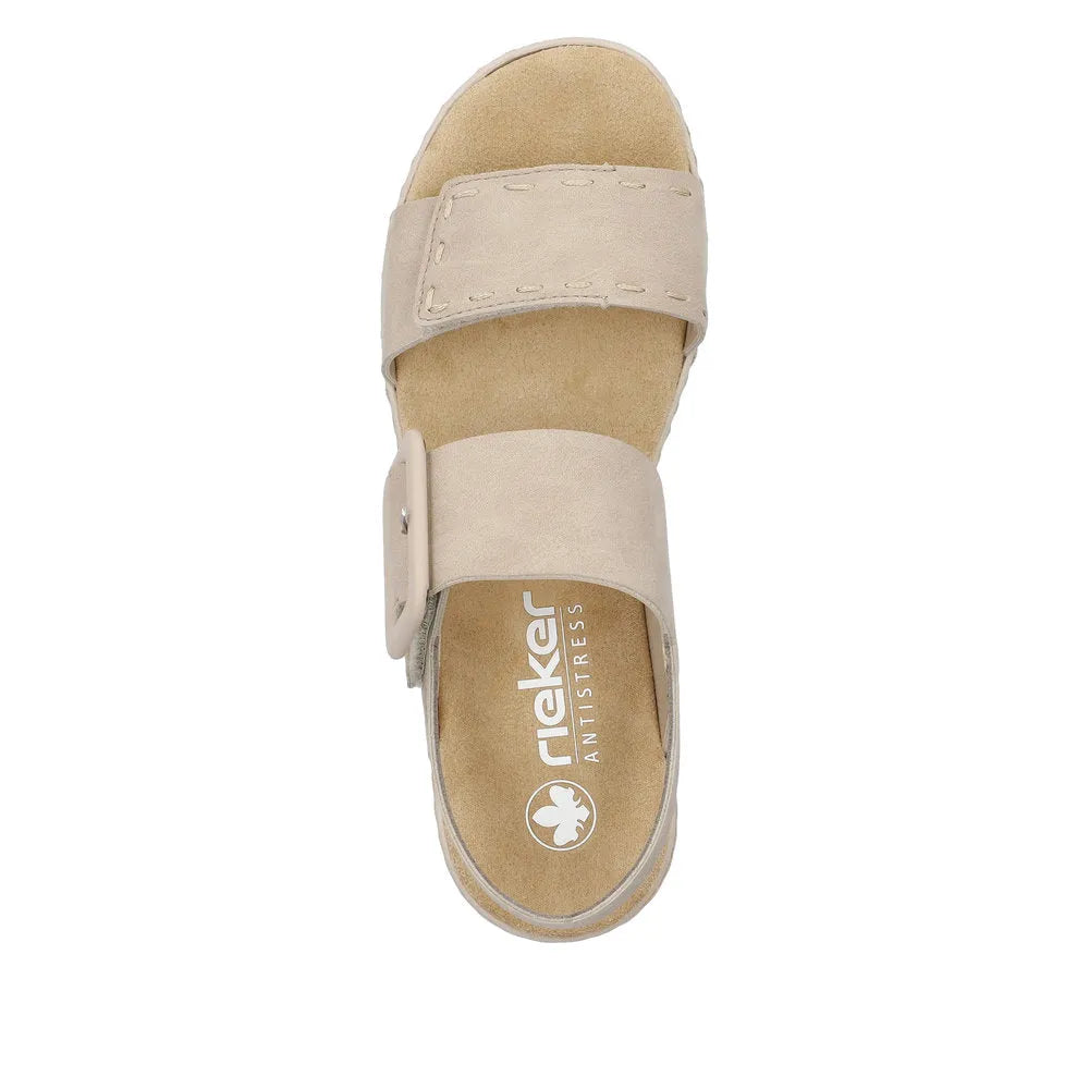 Rieker 62950-62 Ladies Taupe Touch Fastening Sandals-elevate your sole