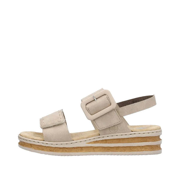 Rieker 62950-62 Ladies Taupe Touch Fastening Sandals-elevate your sole