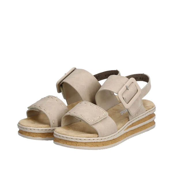 Rieker 62950-62 Ladies Taupe Touch Fastening Sandals-elevate your sole