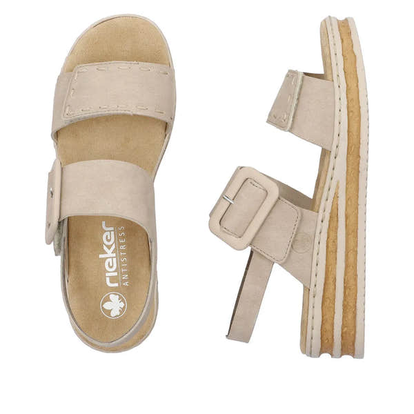 Rieker 62950-62 Ladies Taupe Touch Fastening Sandals-elevate your sole