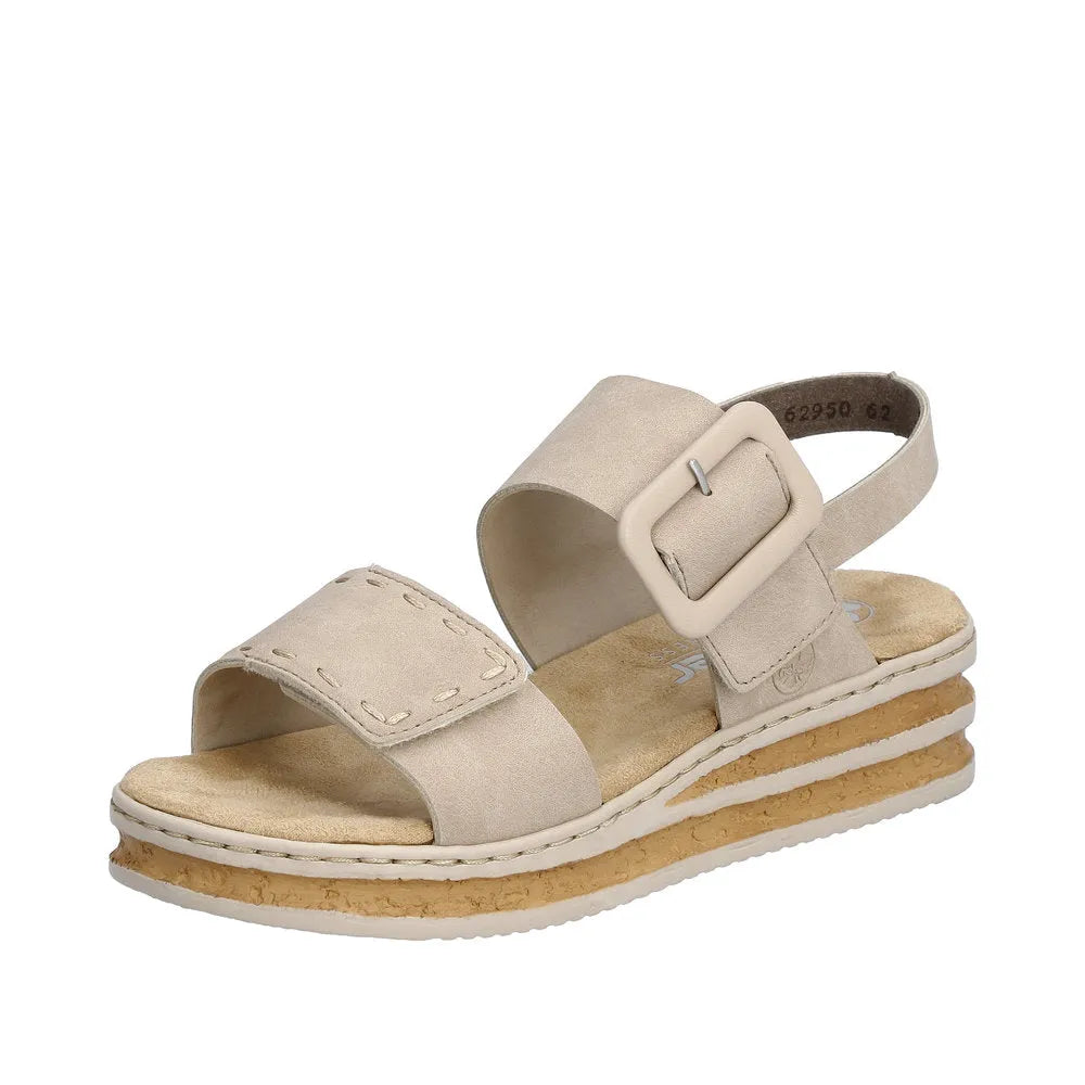 Rieker 62950-62 Ladies Taupe Touch Fastening Sandals-elevate your sole