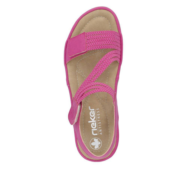 Rieker 64870-31 Ladies Pink Touch Fastening Sandals-elevate your sole