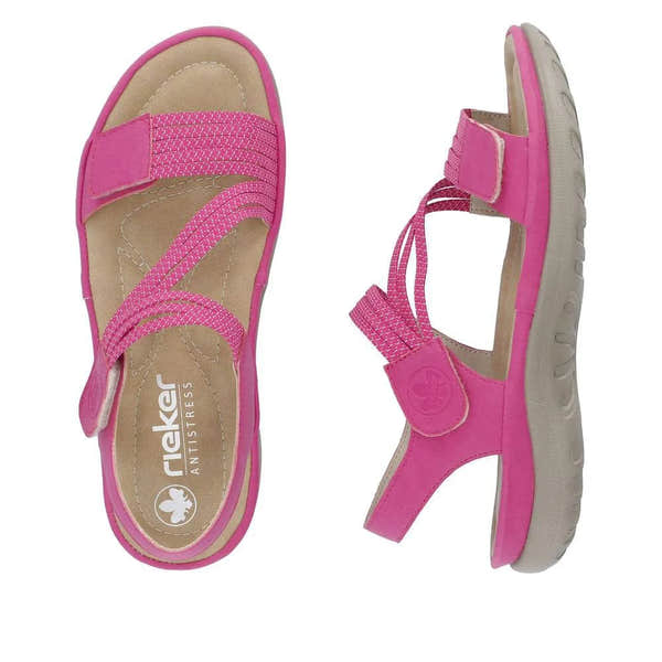 Rieker 64870-31 Ladies Pink Touch Fastening Sandals-elevate your sole