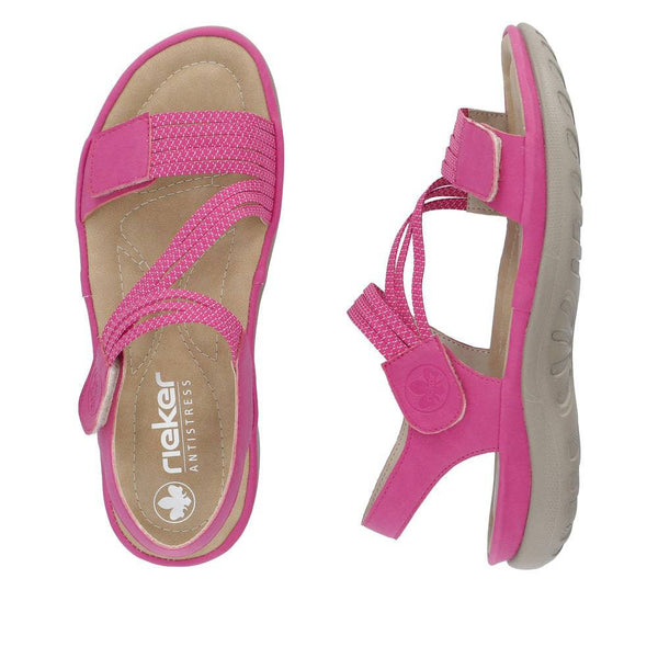 Rieker 64870-31 Ladies Pink Touch Fastening Sandals-elevate your sole