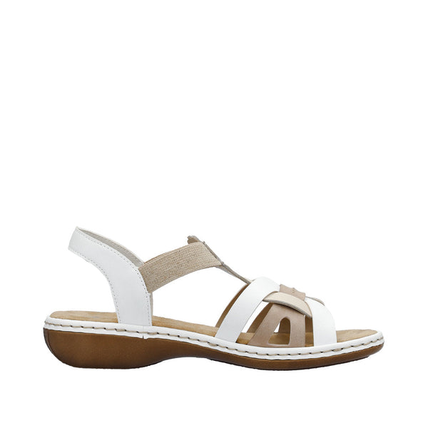 Rieker 65918-81 Ladies White Multi Leather Slip On Sandals-elevate your sole