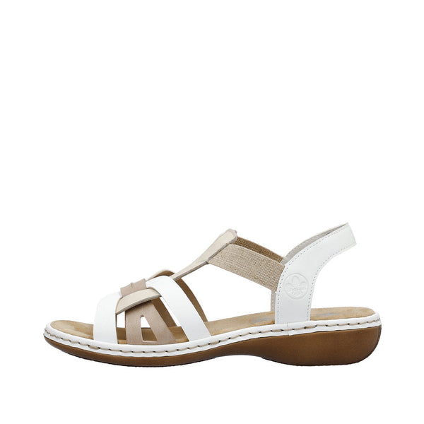 Rieker 65918-81 Ladies White Multi Leather Slip On Sandals-elevate your sole