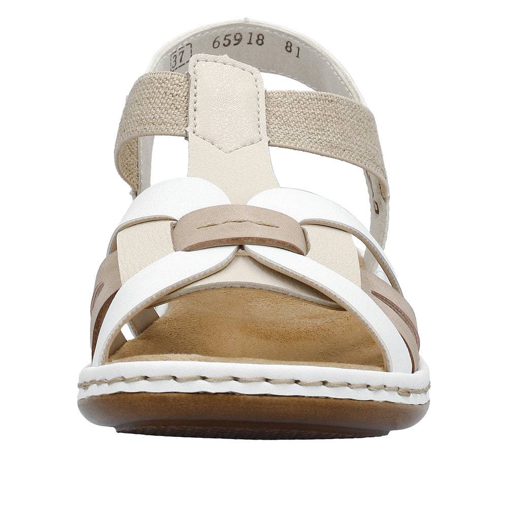 Rieker 65918-81 Ladies White Multi Leather Slip On Sandals-elevate your sole