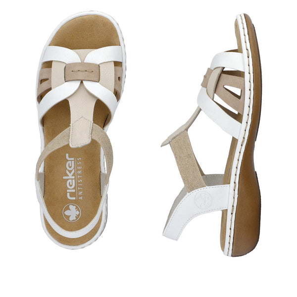 Rieker 65918-81 Ladies White Multi Leather Slip On Sandals-elevate your sole