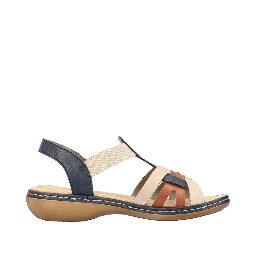 Rieker 65918-90 Ladies Navy Multi Slip On Sandals-elevate your sole