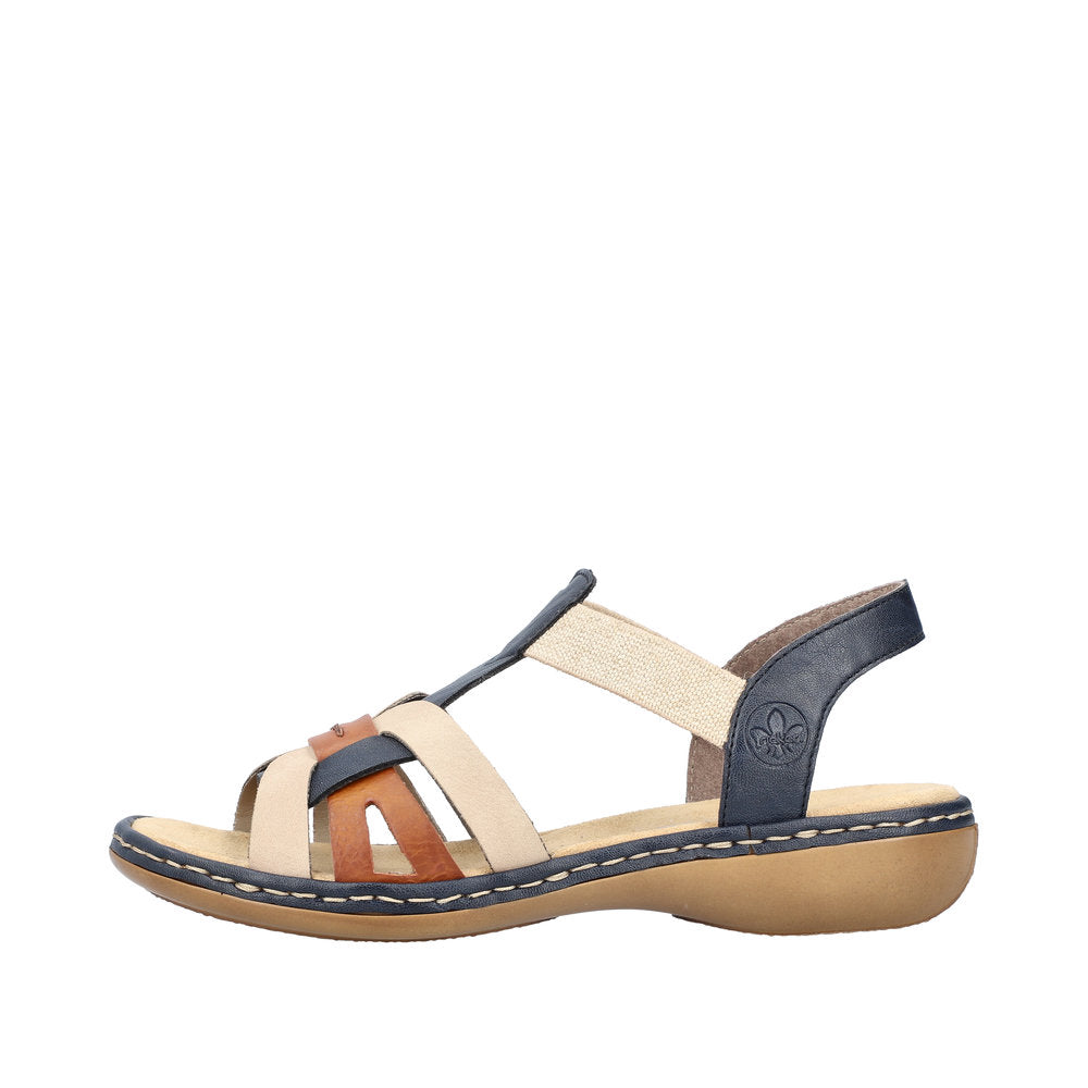 Rieker 65918-90 Ladies Navy Multi Slip On Sandals-elevate your sole