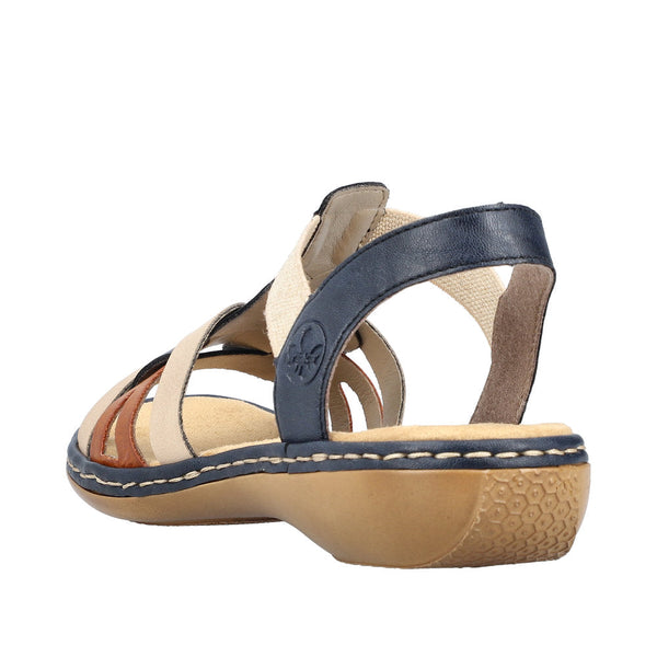 Rieker 65918-90 Ladies Navy Multi Slip On Sandals-elevate your sole