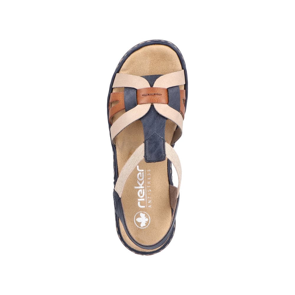 Rieker 65918-90 Ladies Navy Multi Slip On Sandals-elevate your sole