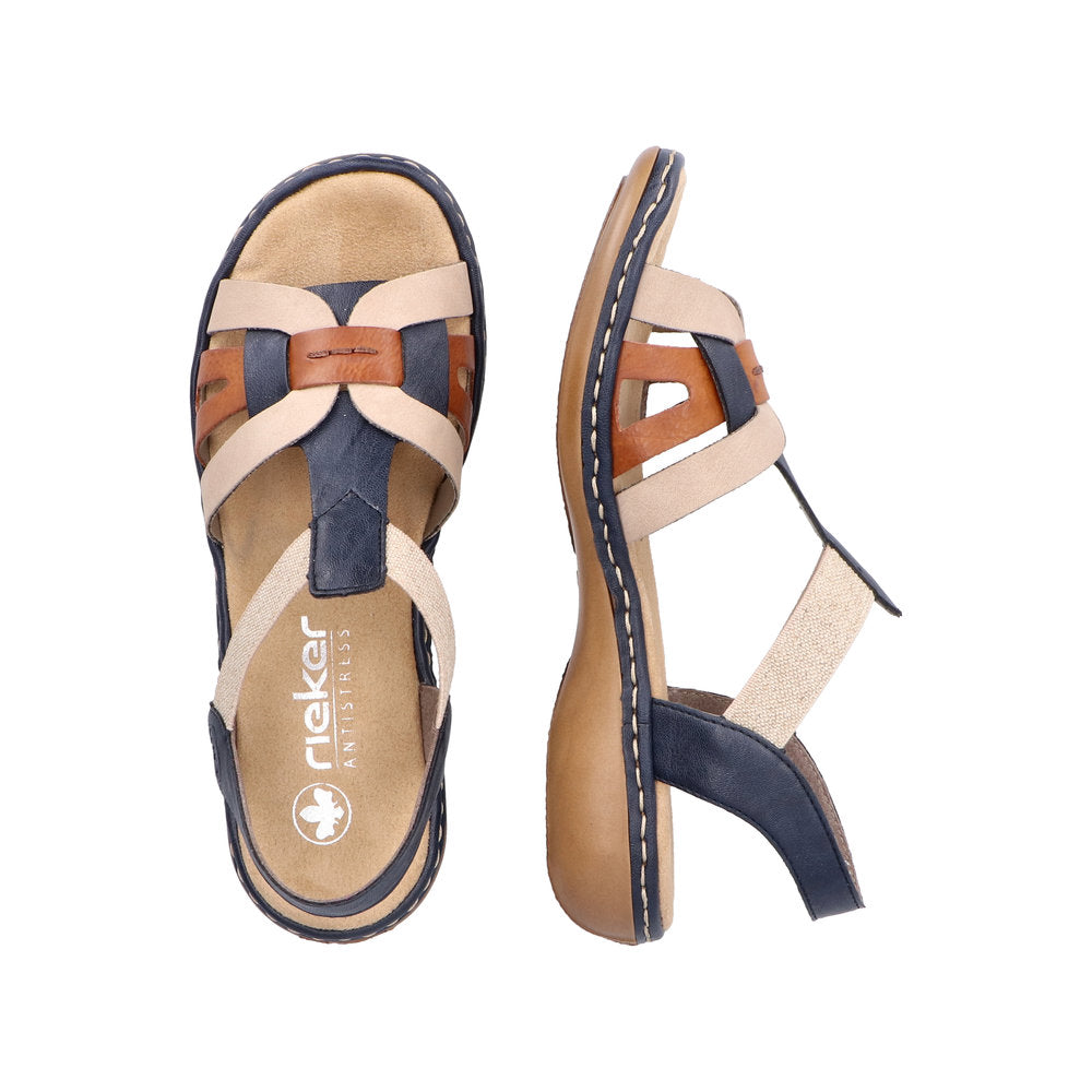 Rieker 65918-90 Ladies Navy Multi Slip On Sandals-elevate your sole